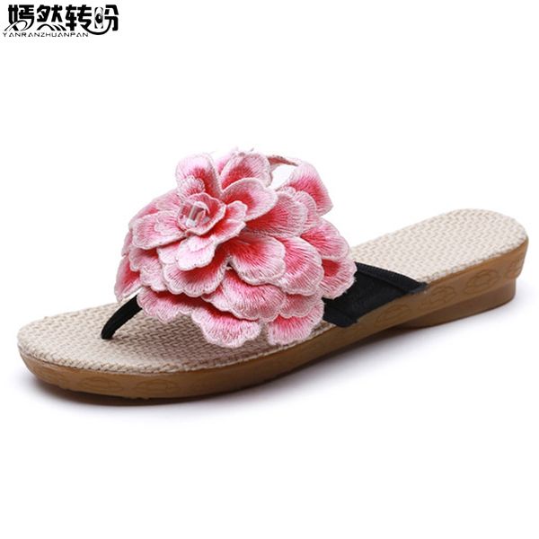 summer women slipper 3d big flower embroidered boho beach shoes cotton cloth soft sole casual travel sandals flip flops, Black
summer women slipper 3d big flower embroidered boho beach shoes cotton cloth soft sole casual travel sandals flip flops, Black