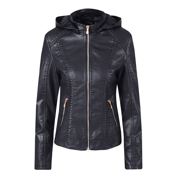 women winter jacket fleece thick warm solid fit slim zipper pu hooded coat short leather jacket slim biker parka outerwear, Black
women winter jacket fleece thick warm solid fit slim zipper pu hooded coat short leather jacket slim biker parka outerwear, Black