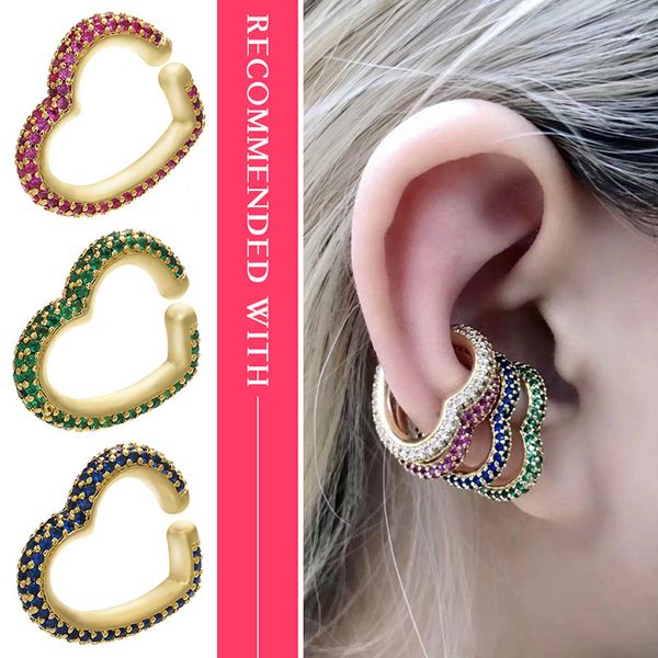 single one ear clip on earrings cuff rainbow cubic zircon gold women earring jewelry non pierced ear cuff heart clip earrings, Silver
single one ear clip on earrings cuff rainbow cubic zircon gold women earring jewelry non pierced ear cuff heart clip earrings, Silver