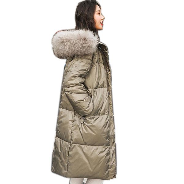 women double sided down long jacket winter hooded feather white duck down coat warm parkas snow outwear plus size, Black
women double sided down long jacket winter hooded feather white duck down coat warm parkas snow outwear plus size, Black