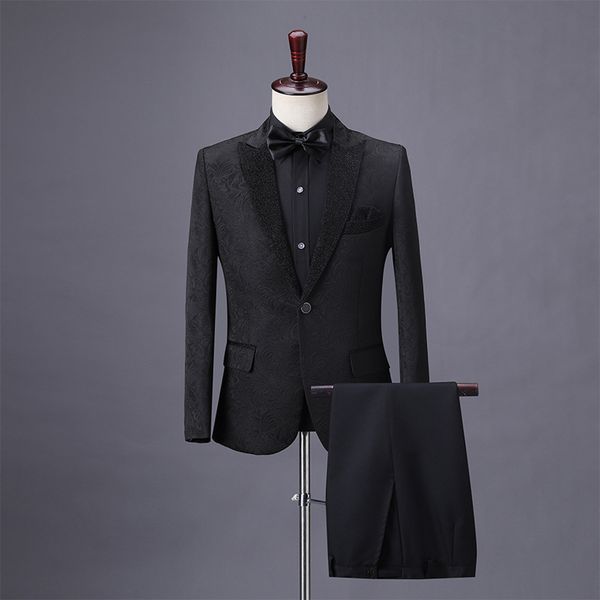 fashion slim men's suit men's quality business casual formal suit blazers with trousers wedding banquet dress, White;black
fashion slim men's suit men's quality business casual formal suit blazers with trousers wedding banquet dress, White;black