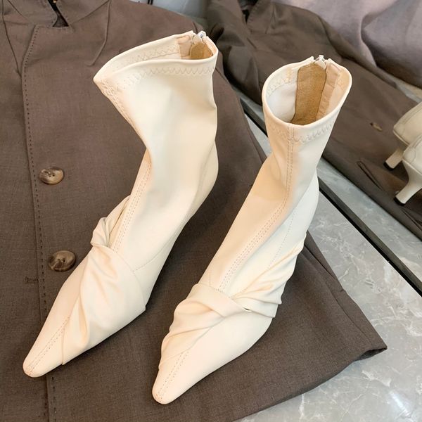pointed toe high heel boots women bow folds shoes women 2019 autumn/winter korean designer soft leather ankle boots, Black
pointed toe high heel boots women bow folds shoes women 2019 autumn/winter korean designer soft leather ankle boots, Black