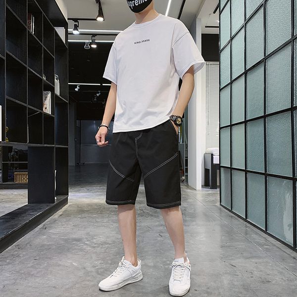 2020 men's tracksuit summer men set short sleeve t shirts + shorts suit sportswear set men clothing male sets, Gray 
2020 men's tracksuit summer men set short sleeve t shirts + shorts suit sportswear set men clothing male sets, Gray