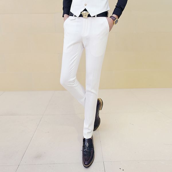men white dress pants male skinny slim fit trousers white men suit pants trousers male classic desinger brand red black 10 color, White;black
men white dress pants male skinny slim fit trousers white men suit pants trousers male classic desinger brand red black 10 color, White;black