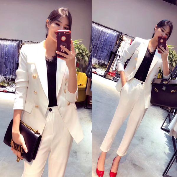 new professional business work suits with 2 piece jackets + pants for ladies office blazers outfits female trousers sets, White;black
new professional business work suits with 2 piece jackets + pants for ladies office blazers outfits female trousers sets, White;black