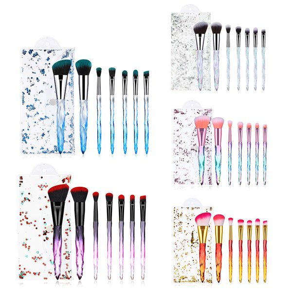 7pcs/set crystal diamond makeup brushes with pvc bag gradient transparent handle cosmetic make up tools
7pcs/set crystal diamond makeup brushes with pvc bag gradient transparent handle cosmetic make up tools