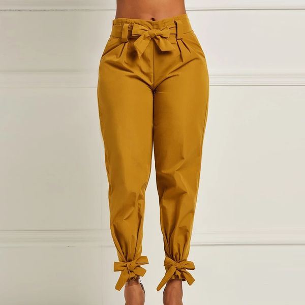 women's pants solid color khaki fashion high waist with belt cool work office loose casual pencil pants, Black
women's pants solid color khaki fashion high waist with belt cool work office loose casual pencil pants, Black
