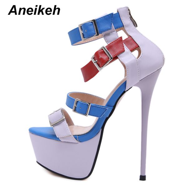 aneikeh summer classic patchwork colour rome platform sandals women cross-strap roman thin high heels pumps nightclub party shoe, Black
aneikeh summer classic patchwork colour rome platform sandals women cross-strap roman thin high heels pumps nightclub party shoe, Black
