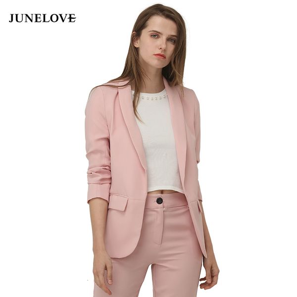 women's suits & blazers junelove spring pink blazer women puff sleeve workwear coat no button three quarter ladies business outwears, White;black
women's suits & blazers junelove spring pink blazer women puff sleeve workwear coat no button three quarter ladies business outwears, White;black