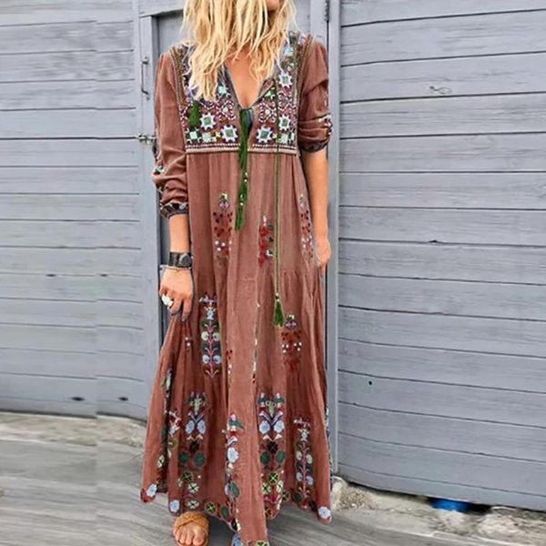casual dresses women dress ladies summer fashion plus size v neck print lace up long sleeve bohemia beach party maxi vestidos m140#, Black;gray
casual dresses women dress ladies summer fashion plus size v neck print lace up long sleeve bohemia beach party maxi vestidos m140#, Black;gray