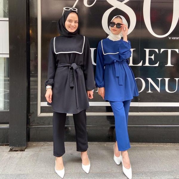 ethnic clothing muslim abaya women suits casual pants islamic robe sailor collar with belt arab jilbab traditional gown, Red
ethnic clothing muslim abaya women suits casual pants islamic robe sailor collar with belt arab jilbab traditional gown, Red