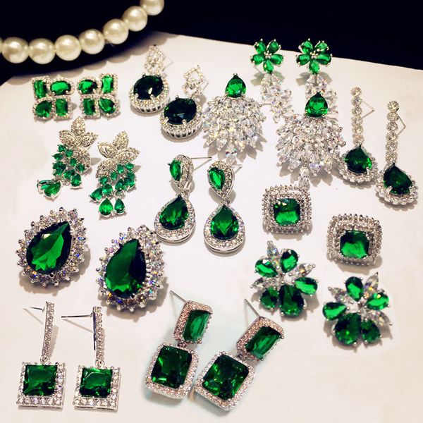 fashion vintage big water drop green crystal stone long earrings flower cubic zirconia women party weddings hanging earrings, Silver
fashion vintage big water drop green crystal stone long earrings flower cubic zirconia women party weddings hanging earrings, Silver