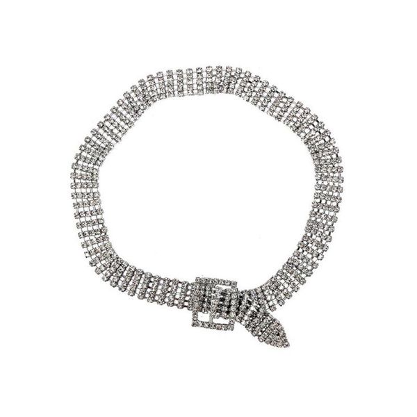 full rhinestone tie belt buckle chokers necklaces for women statement jewelry, Silver
full rhinestone tie belt buckle chokers necklaces for women statement jewelry, Silver