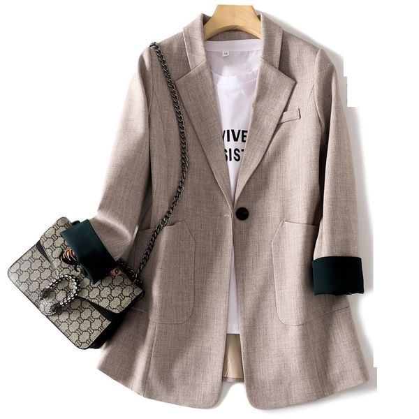 high-quality women blazers jacket 2020 spring autumn elegant outerwear work clothes casual ladies suit single buckle loose, White;black
high-quality women blazers jacket 2020 spring autumn elegant outerwear work clothes casual ladies suit single buckle loose, White;black