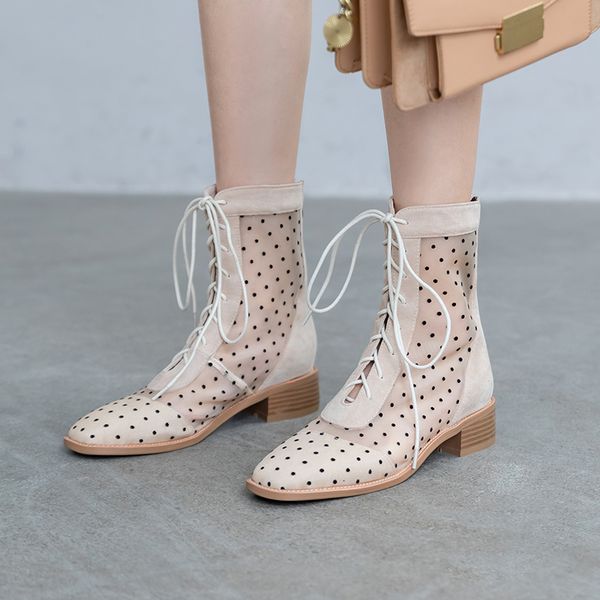 2020 spring and autumn lady mesh boots square head zipper lace-up matching low-heeled short tube women's boots plus size, Black
2020 spring and autumn lady mesh boots square head zipper lace-up matching low-heeled short tube women's boots plus size, Black