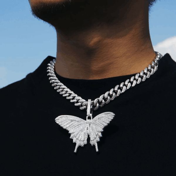 hip hop iced out sparking bling pink cz butterfly pendant necklaces rock fashion cool men's women cz tennis chain choker jewelry, Silver
hip hop iced out sparking bling pink cz butterfly pendant necklaces rock fashion cool men's women cz tennis chain choker jewelry, Silver