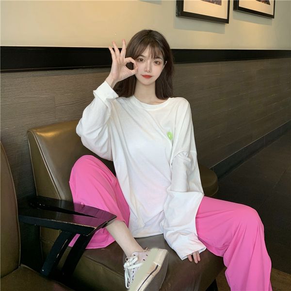 2pcs white shirt pink pants sports fashion suit 2020 summer new sunscreen shirt casual wide-leg pants women's suit
2pcs white shirt pink pants sports fashion suit 2020 summer new sunscreen shirt casual wide-leg pants women's suit