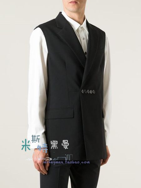 men's back slit suit collar waistcoat pocket decoration personality button trim waistcoat. s-6xl, Black;white
men's back slit suit collar waistcoat pocket decoration personality button trim waistcoat. s-6xl, Black;white