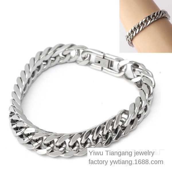 cuban link chains accessories titanium steel men's double buckle bracelet 15mm, Silver
cuban link chains accessories titanium steel men's double buckle bracelet 15mm, Silver