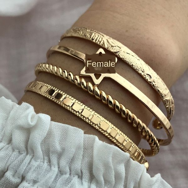 four-piece combination metal bracelet exaggerated jewelry golden creative open bracelet women mix and match couple style, Golden;silver
four-piece combination metal bracelet exaggerated jewelry golden creative open bracelet women mix and match couple style, Golden;silver