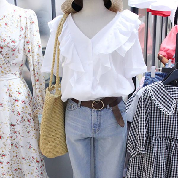 women's blouses & shirts kymakutu 2021 ruffles summer white shirt women korea fashion for v neck casual blouse female clothes ladies
women's blouses & shirts kymakutu 2021 ruffles summer white shirt women korea fashion for v neck casual blouse female clothes ladies