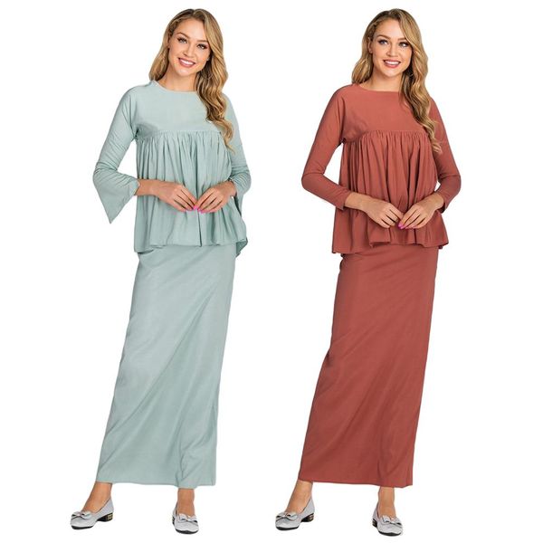 2pcs dubai jilbab muslim women long sleeve +skirt set islamic cocktail clothing kaftan suit draped design malay arab fashion, Red
2pcs dubai jilbab muslim women long sleeve +skirt set islamic cocktail clothing kaftan suit draped design malay arab fashion, Red