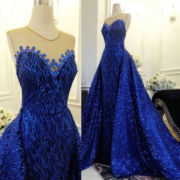 Sparkling Blue Mermaid Evening Dresses With Detachable Train Sequined Prom Dress Plus Size Evening Gowns robe de soiree Abendkleider
Sparkling Blue Mermaid Evening Dresses With Detachable Train Sequined Prom Dress Plus Size Evening Gowns robe de soiree Abendkleider