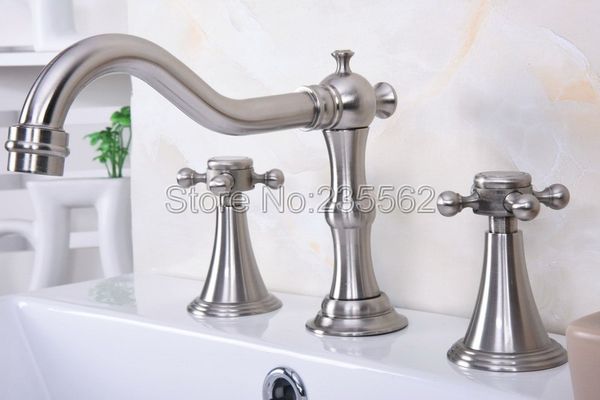 3 hole widespread bathroom basin faucet brushed nickel dual handle sink / tub mixer tap deck mounted lbn019
3 hole widespread bathroom basin faucet brushed nickel dual handle sink / tub mixer tap deck mounted lbn019