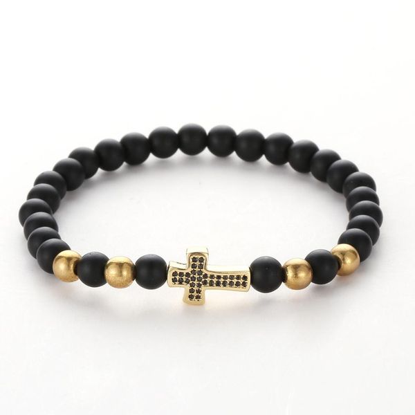 new gold copper cross micro multicolor zircon jewelry 6mm black scrub stone fashion beads bracelet christian believer for women
new gold copper cross micro multicolor zircon jewelry 6mm black scrub stone fashion beads bracelet christian believer for women