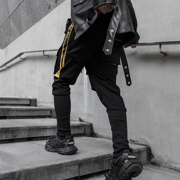 new side pockets darkly style spliced hip hop skinny men's cargo sweatpants joggers trousers fashion full length pencil pants, Black
new side pockets darkly style spliced hip hop skinny men's cargo sweatpants joggers trousers fashion full length pencil pants, Black