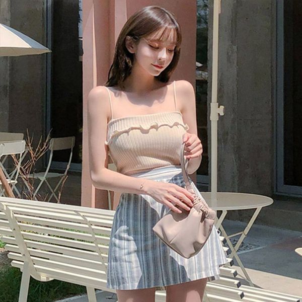 women casual halter tank female sleeveless off shoulder solid color lady camisole vest tee, White
women casual halter tank female sleeveless off shoulder solid color lady camisole vest tee, White