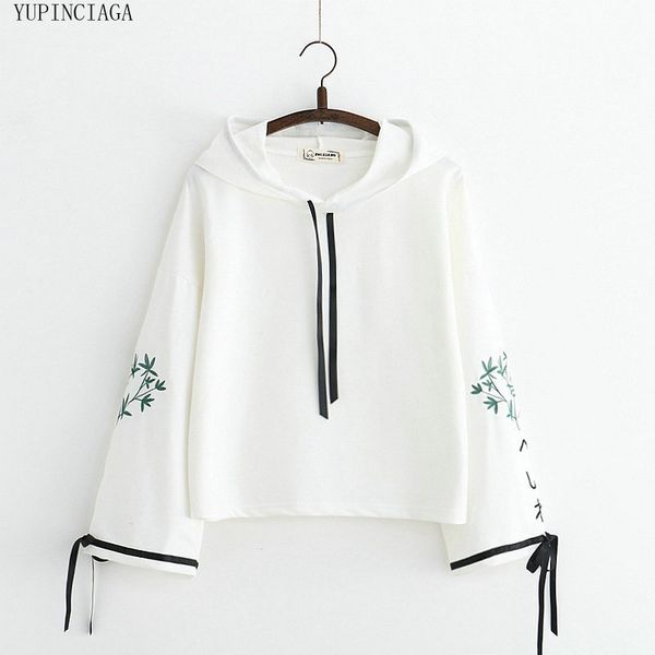 women's harajuku embroidered hoodie loose simple casual lace up sweatshirt 2020 new sweet style long sleeve pullovers, Black
women's harajuku embroidered hoodie loose simple casual lace up sweatshirt 2020 new sweet style long sleeve pullovers, Black