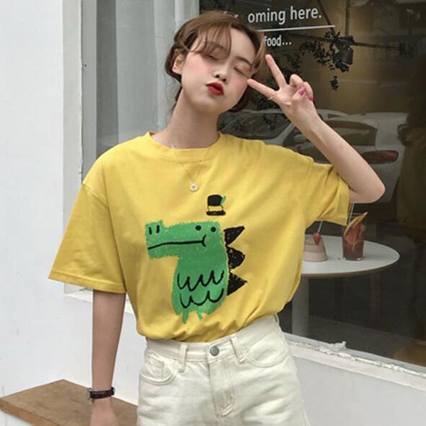 cute cartoon print t shirt women summer new style short sleeve o neck cotton spandex women tees loose t-shirt, White
cute cartoon print t shirt women summer new style short sleeve o neck cotton spandex women tees loose t-shirt, White