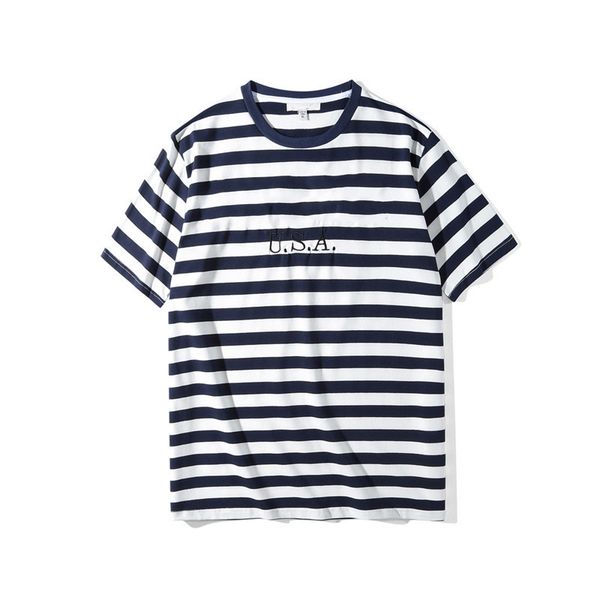 Jeans USA Womens Striped T-shirt Fashion Embroidery Designer Tees Short Sleeved Tops Clothes Summer Casual Couple Tees
Jeans USA Womens Striped T-shirt Fashion Embroidery Designer Tees Short Sleeved Tops Clothes Summer Casual Couple Tees