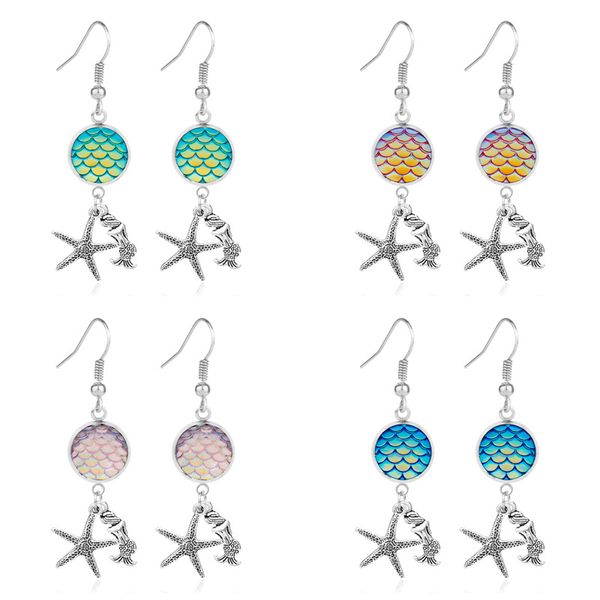 dream ocean series earrings little mermaid starfish mermaid scale charm drop earrings fashion creative women ladies jewelry friend gift, Silver
dream ocean series earrings little mermaid starfish mermaid scale charm drop earrings fashion creative women ladies jewelry friend gift, Silver