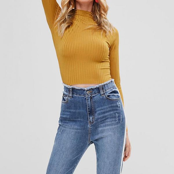 new ladies' autumn and winter half necked solid color long-sleeved knit casual three dimensional high-necked collar slim shirts, White
new ladies' autumn and winter half necked solid color long-sleeved knit casual three dimensional high-necked collar slim shirts, White