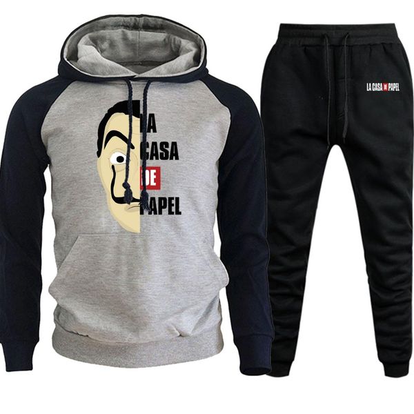 la casa de papel streetwear vintage print mens hoodie raglan autumn winter 2019 new suit casual pullover hoody+pants 2 piece set, Gray
la casa de papel streetwear vintage print mens hoodie raglan autumn winter 2019 new suit casual pullover hoody+pants 2 piece set, Gray