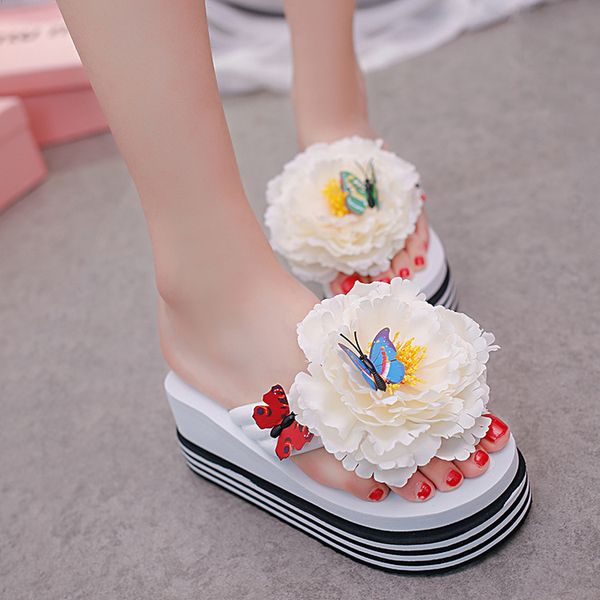 sweet flowers women platform slippers butterfly muffin thick-soled female wedges slippers flip flops, Black
sweet flowers women platform slippers butterfly muffin thick-soled female wedges slippers flip flops, Black