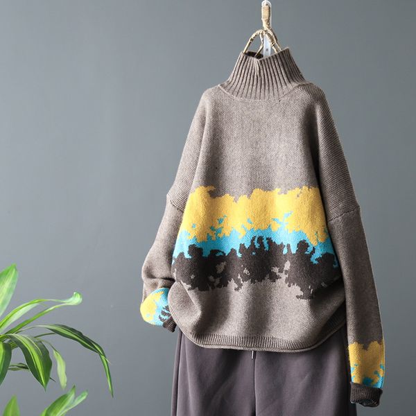 literary winter new hit color jacquard turtleneck sweater women loose casual thick sweater base shirt, White;black
literary winter new hit color jacquard turtleneck sweater women loose casual thick sweater base shirt, White;black