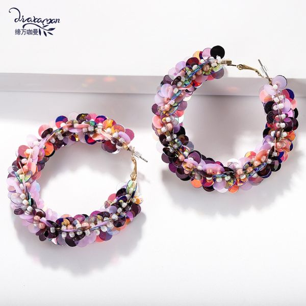 dvacaman big round circle hoop earrings women handmade sequins woven large statement earrings girl korean jewelry 2019 wedding, Golden
dvacaman big round circle hoop earrings women handmade sequins woven large statement earrings girl korean jewelry 2019 wedding, Golden