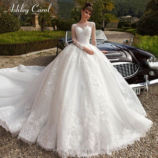 o-neck long sleeve ball gown wedding dresses 2020 luxury royal train lace princess dream vintage wedding gowns, White
o-neck long sleeve ball gown wedding dresses 2020 luxury royal train lace princess dream vintage wedding gowns, White