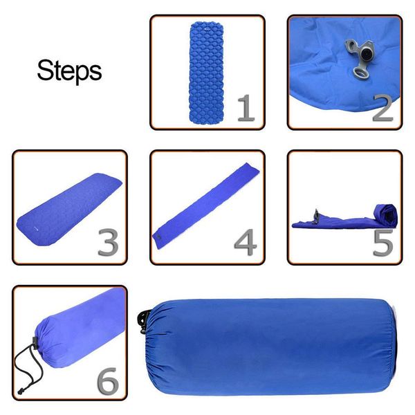 портативный открытый спящего pad ultralight compact air pad надувной легкий коврик для кемпинга альпинизм - синий 
портативный открытый спящего pad ultralight compact air pad надувной легкий коврик для кемпинга альпинизм - синий