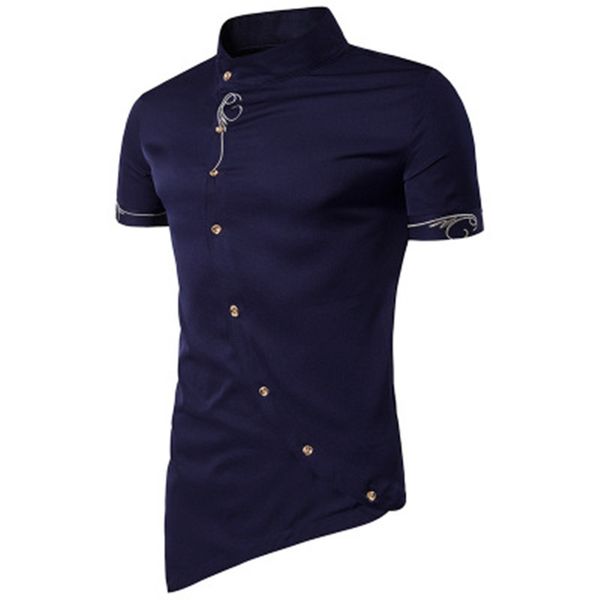 men's casual shirts embroidery diagonal shirt short sleeve with small collar men blouse mens button gentlemen, White;black
men's casual shirts embroidery diagonal shirt short sleeve with small collar men blouse mens button gentlemen, White;black