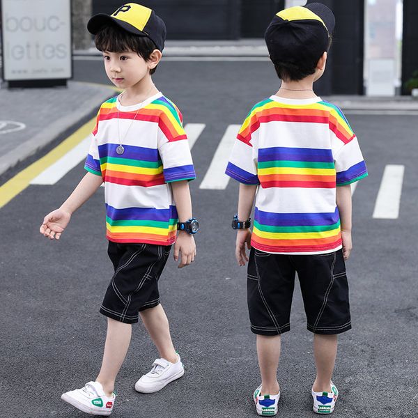 new fashion children's clothing set for teens boys summer rainbow t-shirt shorts clothes set kids causal outfits two pieces, White
new fashion children's clothing set for teens boys summer rainbow t-shirt shorts clothes set kids causal outfits two pieces, White