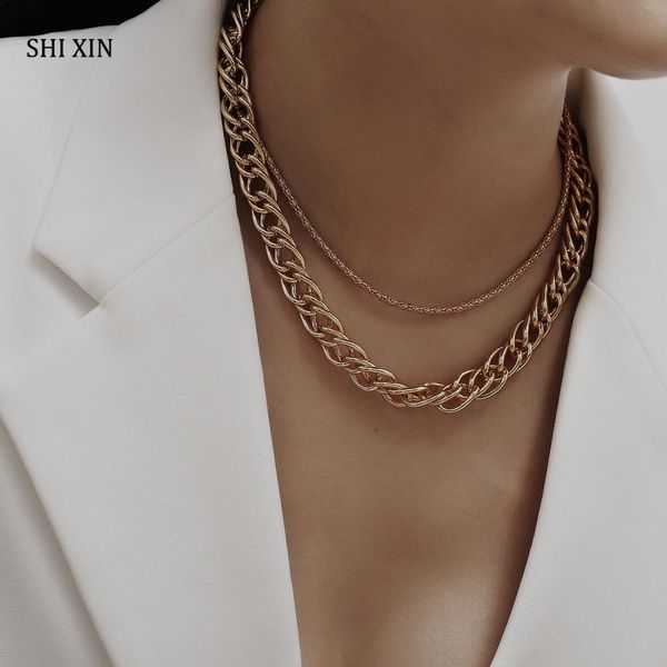 shixin punk simple layered chain short chokers women fashion gold color hiphop chunky necklace statement collier femme 2019 gift, Silver
shixin punk simple layered chain short chokers women fashion gold color hiphop chunky necklace statement collier femme 2019 gift, Silver