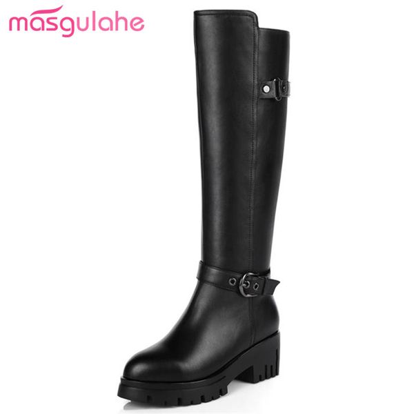 masgulahe new arrival womens shoes knee high boots thick heels round toe genuine leather boots zipper winter platform, Black
masgulahe new arrival womens shoes knee high boots thick heels round toe genuine leather boots zipper winter platform, Black