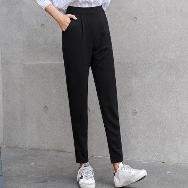 women harem pants 2020 spring new slim plus size elastic waist ladies trousers pocket black office pants dv120, Black;white
women harem pants 2020 spring new slim plus size elastic waist ladies trousers pocket black office pants dv120, Black;white