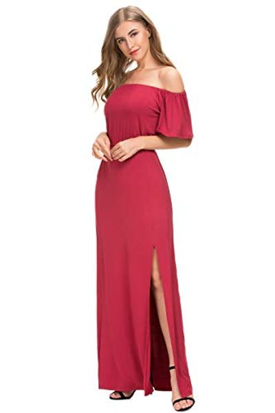 womens off the shoulder dress casual loose elastic empire waist maxi dresses side split, Black;gray
womens off the shoulder dress casual loose elastic empire waist maxi dresses side split, Black;gray