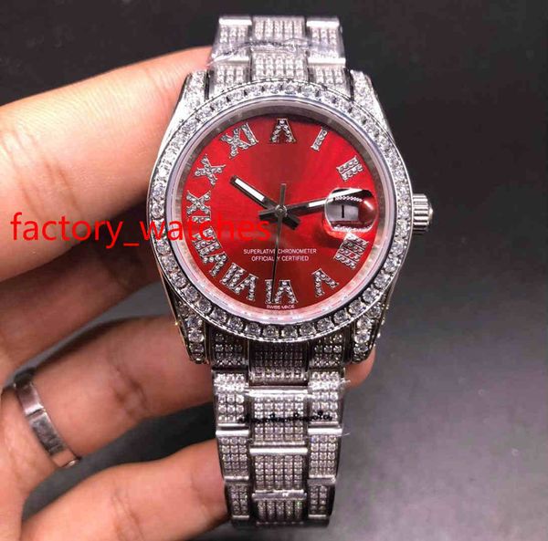 new men's watches ice diamond watch red face diamond bezel strap watch automatic mechanical waterproof watches 37mm stainless steel wat, Slivery;brown
new men's watches ice diamond watch red face diamond bezel strap watch automatic mechanical waterproof watches 37mm stainless steel wat, Slivery;brown