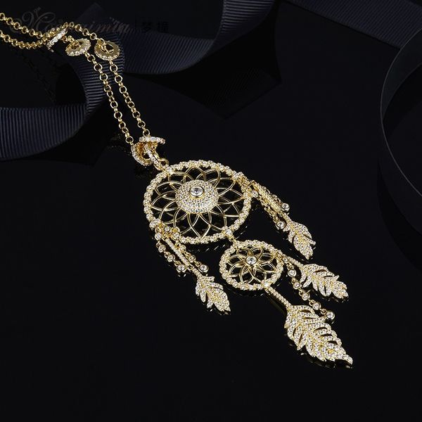 s925 silver dreamcatcher necklace female feather fringed sweater chain gift